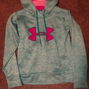 SIZE SMALL BLUE AND PINK UNDER ARMOR HOODIE